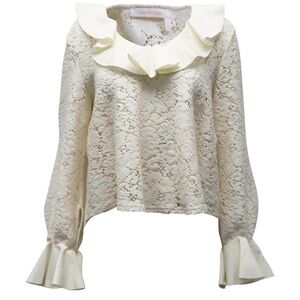 See By Chloe Ivory Lace Blouse with Ruffles